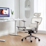 Chaise de bureau ergonomique en maille, fauteuil de bureau inclinable, accoudoirs 3D, appui-tête réglable, beige