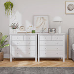 Commode à 5 tiroirs, meuble de rangement, avec poignées, glissières métalliques,  en bois, 79l x 39,5P x 80,5H cm, blanc