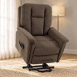 Electric Lift Chair Massage and Heat Electric Recliner Chair Velvet USB Port Reclining Backrest Brown