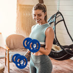 Lot de 2 plaques de poids 2 x 3 kg disques d'haltères pour barres Ø 2,5 cm avec poignées faciles à saisir en métal, bleu