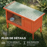 Clapier Lapin Extérieur en Bois, Toit Ouvrable en Asphalt et Plateau Coulissant, Design Surélevé, 90x45x65cm, Orange