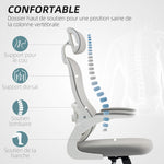 Chaise Bureau Ergonomique, Fauteuil de Bureau en Maille avec Accoudoirs Rabattables, Hauteur Réglable, 64x62x115cm, Gris