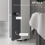 Colonne de rangement armoire haute pour salle de bain 1 tiroir 4 étagères réglables et 2 placards 20 x 20 x 180 cm gris