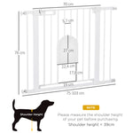Barrière de sécurité animaux avec porte fermeture automatique système de double verrouillage, acier blanc