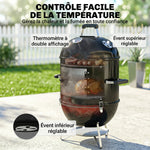 Fumoir 3 en 1 avec 3 Grilles de Cuisson, Thermomètre Intégré, Ventilation Réglable, 62,5x47,5x91cm, Noir