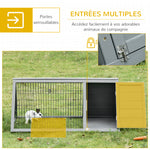 Clapier triangulaire de sol enclos extérieur niche double porte convient aux lapins poules tortue terrestre dim. 116L x 62,2l x 52,5H cm bois massif pin gris