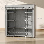 Armoire de rangement penderie en tissu pliable avec barre de suspension et étagères, 150 x 43 x 162,5 cm, gris clair