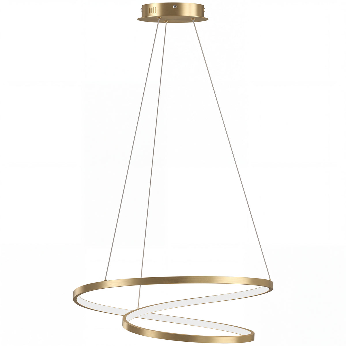 Suspension Luminaire avec 2 Anneaux, Lustre Suspendu LED à 3 Températures de Couleur, Hauteur Réglable, Doré