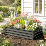 Carré potager de jardin rectangulaire tôle d'acier ondulée 120 x 60 x 30,5 cm gris