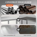 Table de travail en acier inoxydable 2 étagère, pour cuisine, garage, jardin, 90 x 60 x 86 cm, argenté