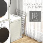 Séchoir à linge sur pieds pliable étendoir 2 niveaux ajustables dim. 148L x 60,5l x 98H cm