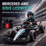 Kart Électrique Enfants 12V, Go Kart Mercedes-AMG PETRONAS F1 avec 2 Moteurs, Télécommande, 3 Vitesses, Noir