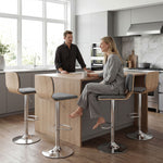 Lot de 2 tabourets de bar chaises de bar réglable en hauteur dossier repose-pieds pivotant 360° 41x47,5x81-102cm gris