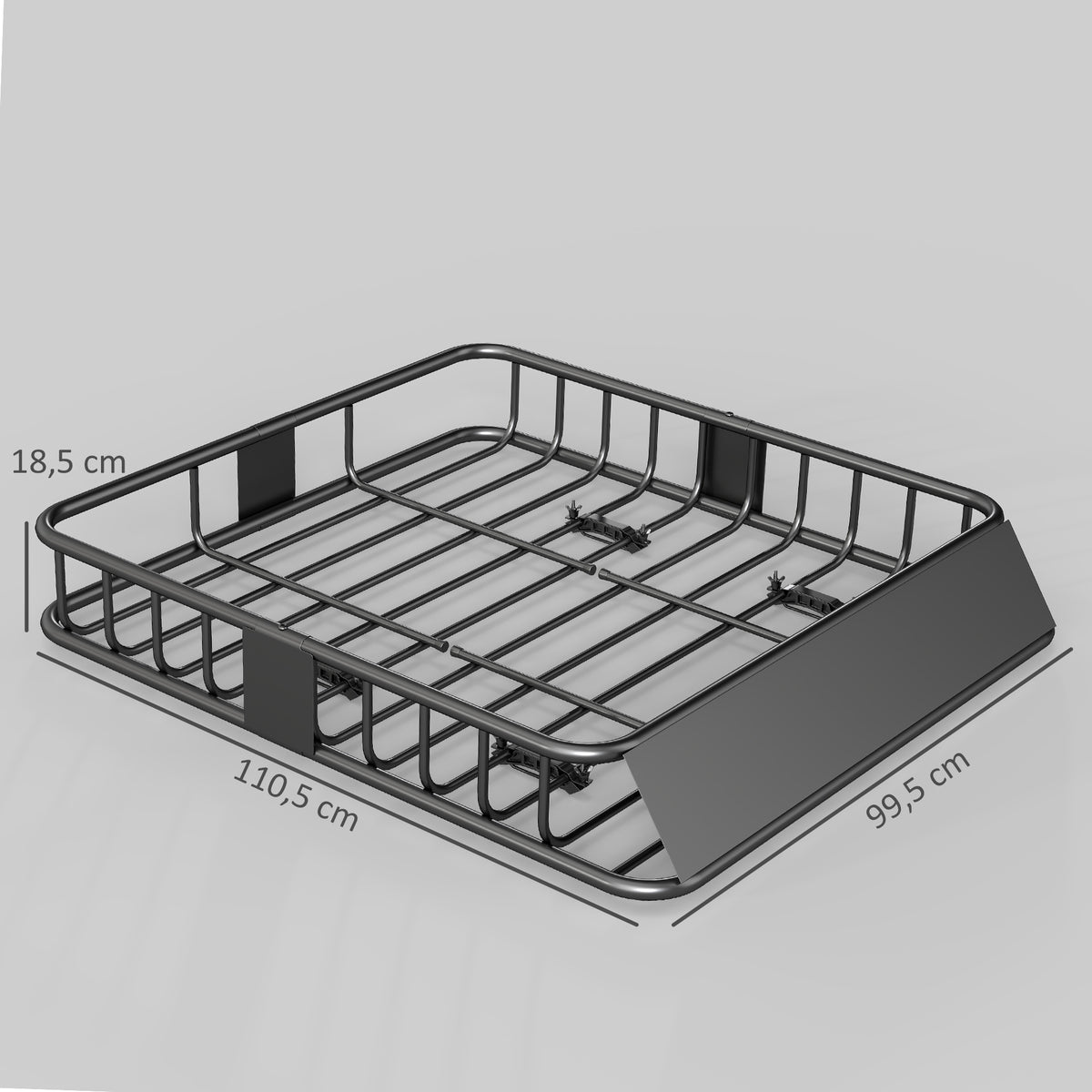 Porte-bagage pour voiture universel, galerie de toit pour voiture en acier charge 90,7 kg 110,5 x 99,5 x 18,5 cm, noir