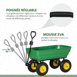 Garten-Handwagen Kippmulde 75° 125L Max. Traglast 200 Kg 4 Luftreifen Stahl PP Gelb Grün