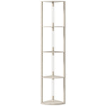 Lampadaire sur Pied Salon, Lampadaire avec Étagères d'Angle à 4 Niveaux, Lampe LED Dimmable, 41x29,5x163,5cm, Chêne