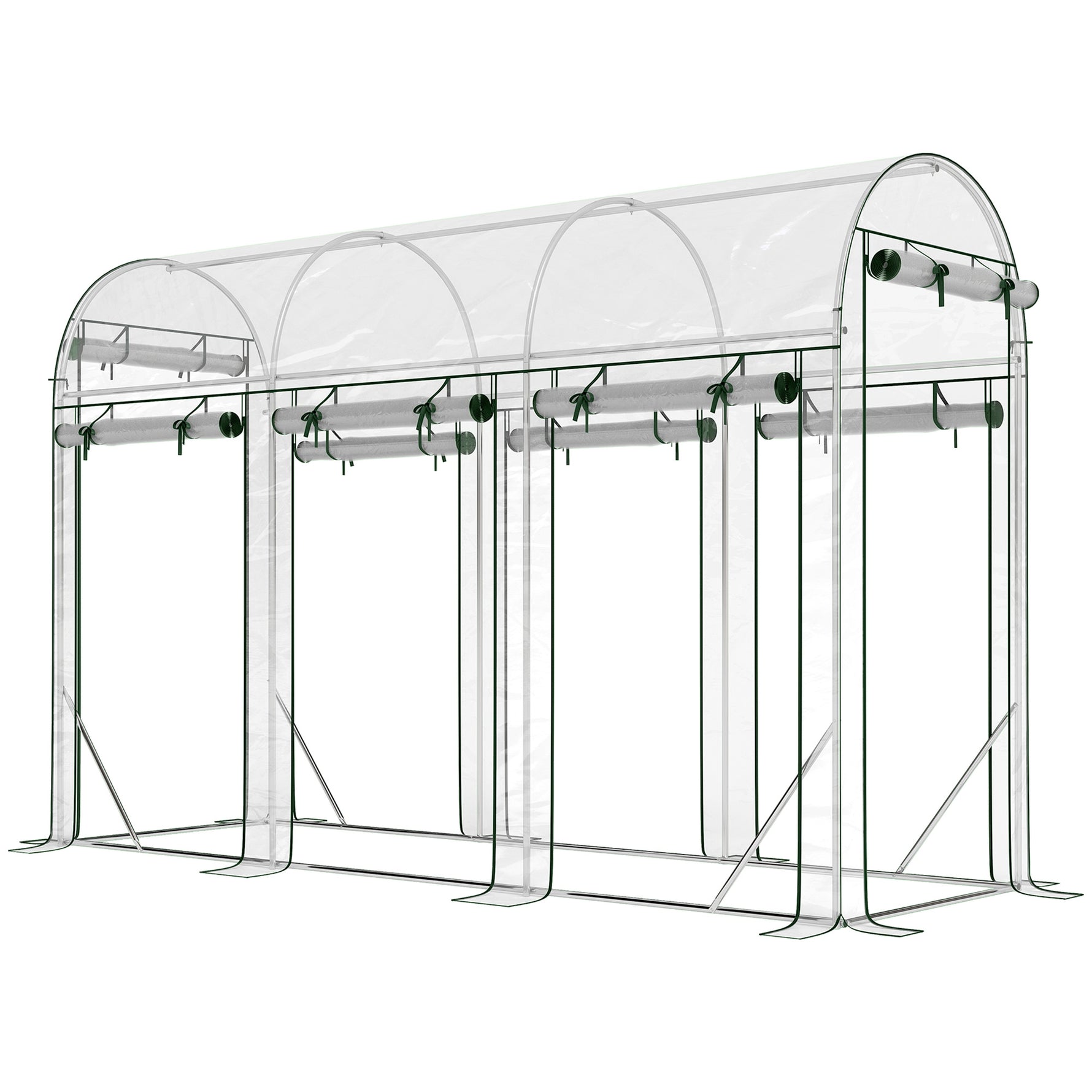 Serre tunnel de jardin 3 m², serre de jardin, cadre en acier galvanisé, 8 portes roulantes, 295x100x197cm, transparent