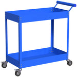 Chariot d'atelier servante atelier à 2 niveaux, poignée latérale et roulettes verrouillables, 84,5x38x84cm, bleu
