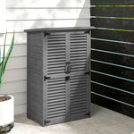 Armadio da giardino capanno per attrezzi in legno, 2 ripiani, tetto bitumato, porte a persiana, chiudibile a chiave, 75 x 50 x 118 cm, grigio