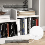 Bibliothèque étagère Meuble de Rangement dim. 90L x 24l x 91H cm 4 Niveaux 3 Panneaux arrières Panneaux de Particules Blanc
