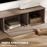 Meuble TV suspendu, Armoire murale avec 2 compartiments ouverts et porte rabattable, 120 x 30 x 29,5 cm, marron