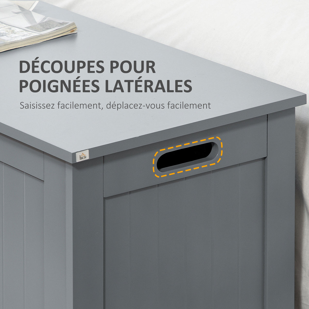 Storage chest with safety hinges wooden storage box toy chest flip-top lid grey