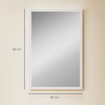 Miroir mural rectangulaire 60 x 40 cm, cadre en bois blanc, idéal pour la salle de bain, salon ou chambre