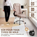 Fauteuil de bureau, chaise bureau ergonomique, hauteur réglable, accoudoirs relevables, 70 x 70 x 114-122 cm, rose
