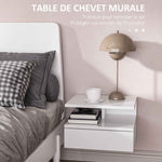 Lot de 2 tables de chevet murales tables de nuit tiroir coulissant, niche, plateau, 35 x 32 x 22,5 cm blanc