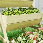 Jardinière surélevée en bois avec 3 étages, étagère en escalier pour plantes avec trous de drainage, 65x75x76cm, vert