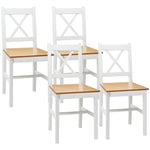 Lot de 4 chaises de salle à manger en bois massif chaise de cuisine esprit campagne dossier croisé blanc et chêne