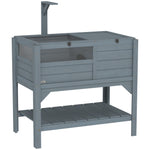 Maison enclos pour tortues sur pieds avec étagère de rangement en bois de sapin - dim. 103H x 84L x 51l cm
