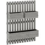 Jardinière murale potager avec 3 bacs en bois massif amovibles, tissu non tissé, 60 x 16 x 80 cm gris-0
