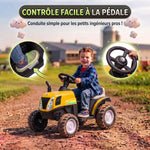 Trattore Elettrico per Bambini 6V con Rimorchio Rimovibile, Auto Elettrica per Bambini, Batteria al Litio, 1-3 anni, Giallo