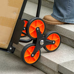 Treppensteiger-Sackkarre klappbar 120 kg 6 Räder, Stahl-Transportkarre mit Spanngurten, 44x67x106,5 cm, orange