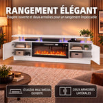 Telebista-altzaria tximinia elektrikoarekin, 203 cm, LED argiztapenarekin, tximinia apaingarria, 900/1800W, 3D su-efektua, zuria
