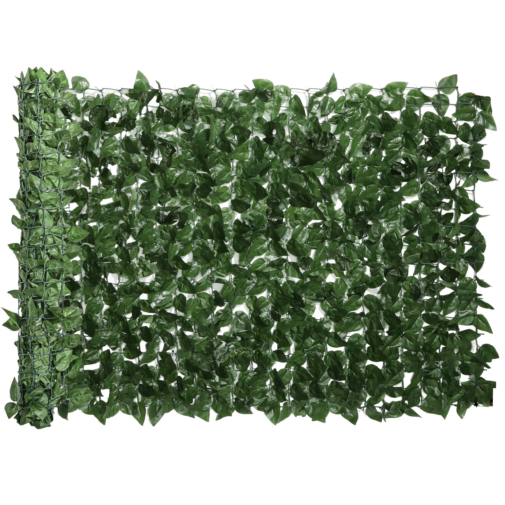 Haie Artificiel Brise-Vue décoration Rouleau 3L x 1H m Feuillage hêtre réaliste Anti-UV, feuilles en soie, Vert foncé