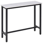Table de Bar Table Haute de Cuisine Mange-debout - dim. 120L x 40l x 100H cm - châssis piètement Acier, Plateau Aspect marbre Blanc