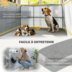 Parc de Mise Bas pour Chien 2 Compartiments Séparés avec Toile Oxford Coupe-Vent 7 Panneaux 203x102x60cm Noir