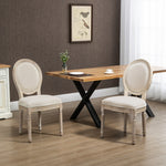 Lot de 2 chaises de Salle à Manger - Chaise de Salon médaillon Style Louis XVI Aspect Lin Crème