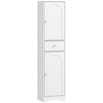 Armoire salle de bain haute meuble de rangement colonne avec placards tiroir et étagères réglables 40x29,5x170cm blanc
