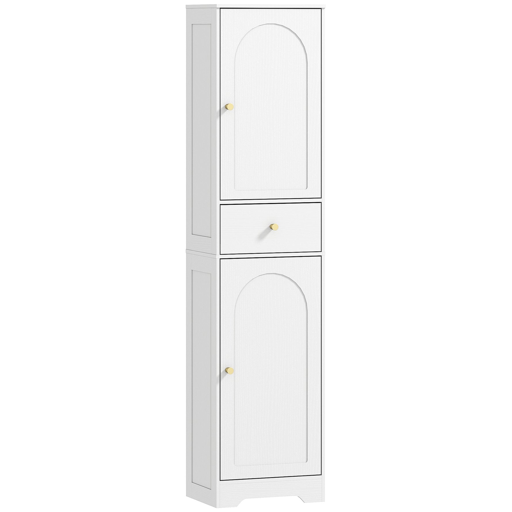 Armoire salle de bain haute meuble de rangement colonne avec placards tiroir et étagères réglables 40x29,5x170cm blanc