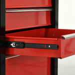 Carrello portautensili su ruote, Cassettiera da officina in acciaio a 5 cassetti bloccabile con 2 chiavi, 61,5 x 33 x 82,5 cm, rosso