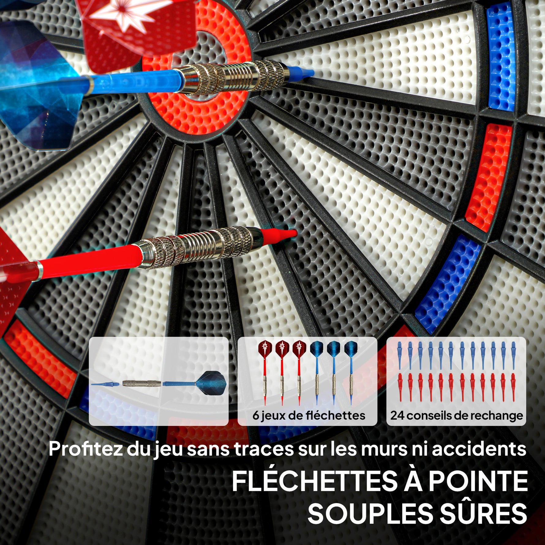 Cible de Fléchettes Électronique Jeu de Fléchettes Électronique lumineuse écran LED surdimensionné rechargeable noir
