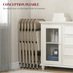 6er-Set Klappstühle, tragbare Esszimmerstühle, Stahlrahmen, Maße 45B x 46T x 78H cm, beige