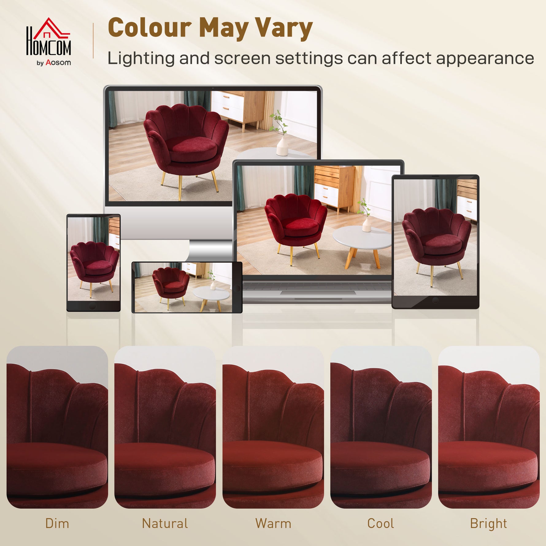 Fauteuil salon fauteuil en velours fauteuil coquillage avec pieds en métal doré pour chambre à coucher, rouge
