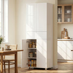 Armoire de cuisine meuble de rangement buffet 4 portes avec étagères réglables - dim. 60L x 35l x 170H cm blanc laqué