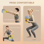 Kettlebell 10kg haltère avec poignée antidérapante pour fitness musculation cardio, gris et jaune