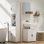 Armoire murale miroir de salle de bain placard de rangement 2 portes 55 x 17 x 55 cm blanc