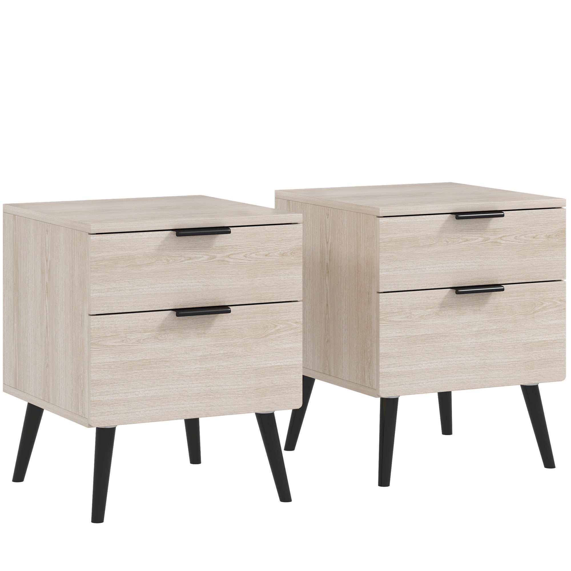 Lot de 2 tables de chevet table de nuit style nordique moderne avec tiroir à deux niveaux 40 x 40 x 50 cm chêne